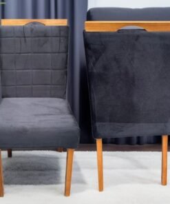 Kit 2 Cadeiras Roma Mel/Veludo Preto – WM DECOR