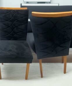 Kit 2 Cadeiras Safira Mel/Veludo Preto – WM DECOR