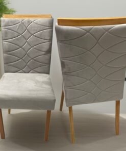 Kit 2 Cadeiras Safira Mel/Veludo Bege – WM DECOR