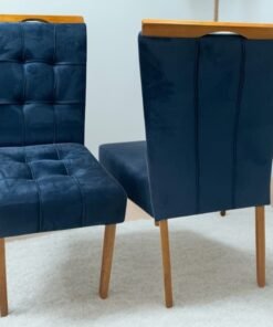 Kit 2 Cadeiras Sophia/Capri Mel/Veludo Azul – WM DECOR