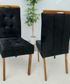 Kit 2 Cadeiras Sophia/Capri  Mel/Veludo Preto – WM DECOR