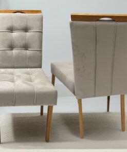 Kit 2 Cadeiras Sophia/Capri  Mel/Veludo Bege – WM DECOR