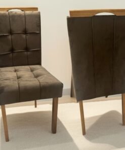 Kit 2 Cadeiras Sophia/Capri Mel/Veludo Marrom – WM DECOR