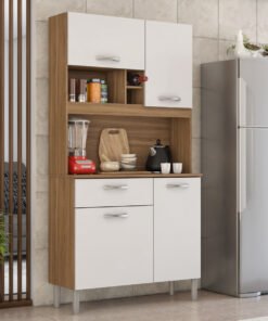 Kit Cozinha Malta 0,91 m Amêndola Touch/Branco - DEMÓBILE