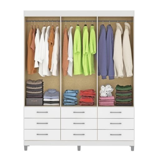 Guarda-Roupa 6 Portas Paraty 3690 + Cômoda 5 Gavetas Sapateira Miami Branco - FELLICCI - Imagem 3