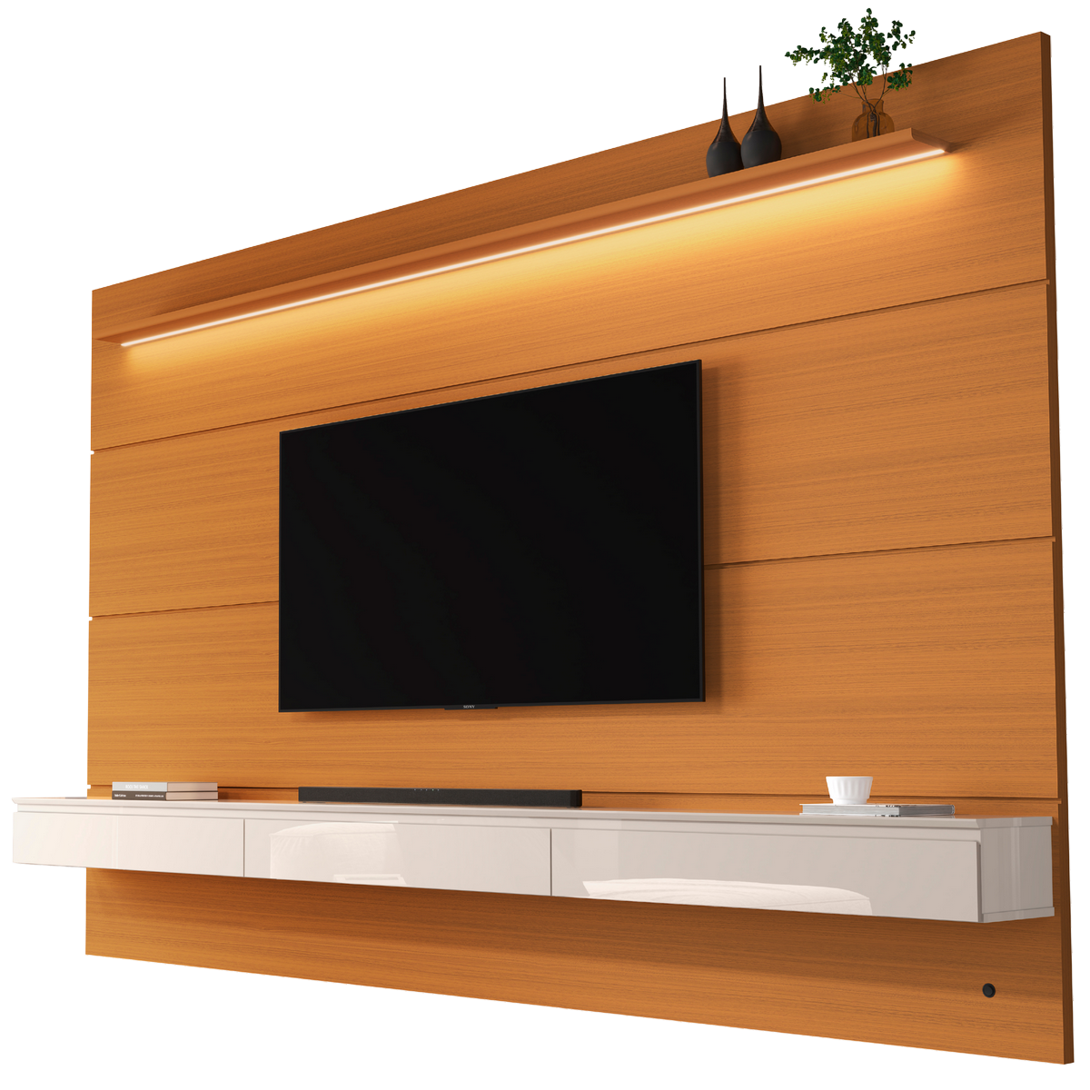 Home Suspenso até 75" Norton 2.2 (Bliss + Aspen) Cedro/Off White - EDN MÓVEIS - Imagem 5