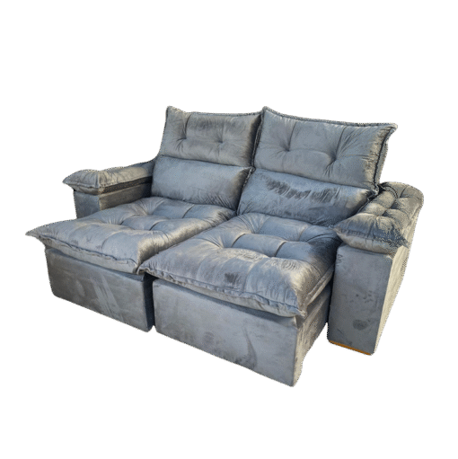 Sofá Retrátil e Reclinável Imperial 2,00 m Veludo Jolie Cinza 08 - IMPERIAL DECOR - Imagem 2