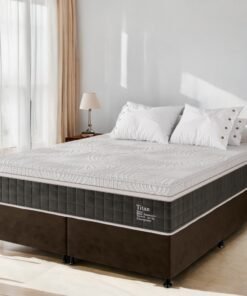 Colchão Queen Terapêutico Massageador Titan D28 + Base Box Simples Corino Marrom – VIERO MÓVEIS + ALTO NÍVEL CAMAS E COLCHÕES