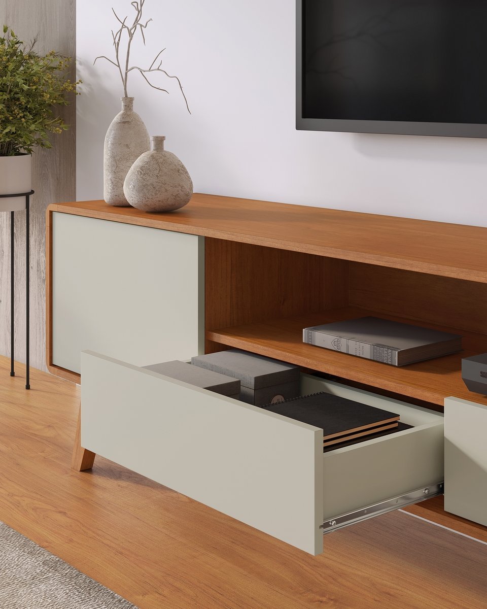 Painel + Rack até 58″ Sinus Naturale/Off White – MAVAULAR - Imagem 3