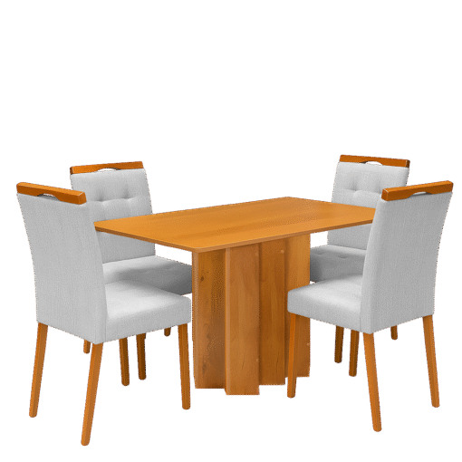 Mesa Recife 120 Cinamono Laminado com 4 Cadeiras Sophia Linho Cinza Prata 206 – CEL MÓVEIS + WM DECOR - Imagem 3