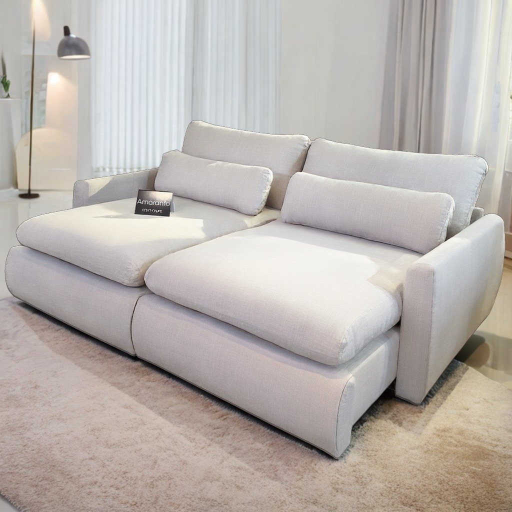 Sofá Cama Retrátil Amaranto 2,10 m Linho Marfim 12 – INNOVE ESTOFADOS