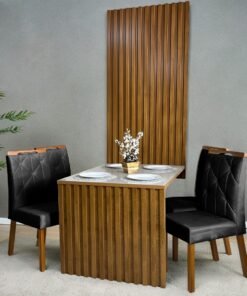 Mesa Cancun 120 Cinamomo/Off White com 4 Cadeiras Yasmim Veludo Preto – CEL MÓVEIS + KM DECOR