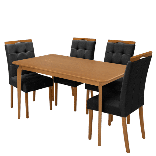 Mesa Alegra 120 Cinamomo com 4 Cadeiras Sophia Veludo Preto – JCM MOVELARIA + WM DECOR - Imagem 3