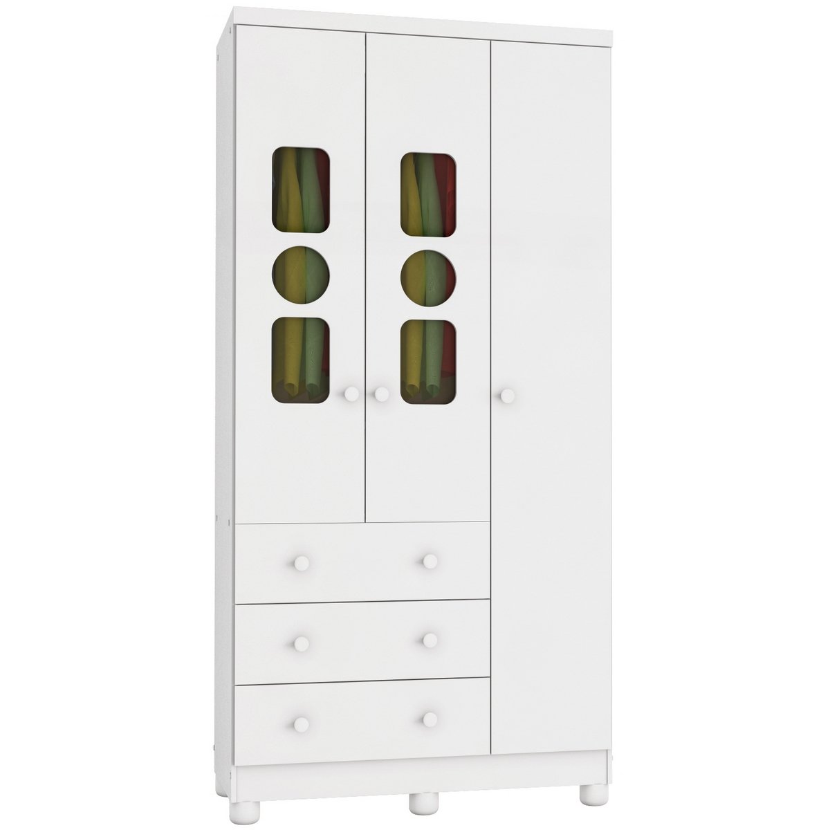 Guarda-Roupa 3 Portas Tedy Branco Brilho - PEROBA MÓVEIS - Imagem 4