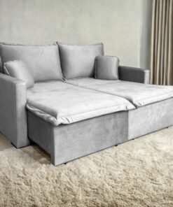 Sofá Cama Retrátil Positano 1,80 m Veludo Prata 3040/03 - INNOVE ESTOFADOS