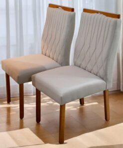 Kit 2 Cadeiras Gênova Mel/Veludo Bege Marfim – ART ASSENTOS