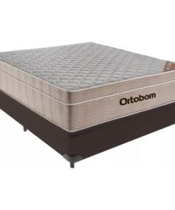 Colchão Casal Airtech Springpocket + Base Box Simples Corino Marrom – ORTOBOM + ALTO NÍVEL CAMAS E COLCHÕES