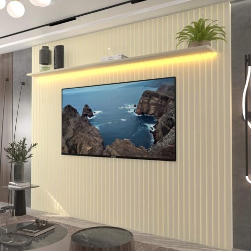 Painel até 85" Nobre Ripado 230 Off White - GELIUS - Imagem 2