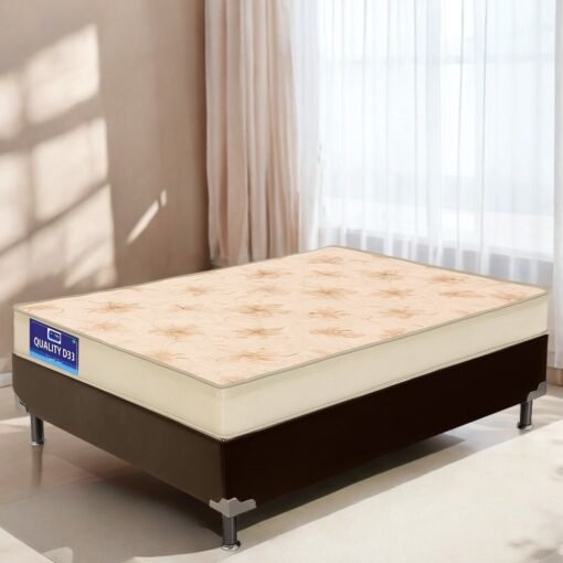 Colchão Casal Quality D33 12 cm + Base Box Simples Corino Marrom – ORTHOPRIME + ALTO NÍVEL CAMAS E COLCHÕES