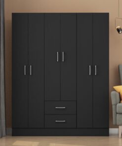 Guarda-Roupa 6 Portas Jamaica 6002 1,34 m Preto - FELLICCI