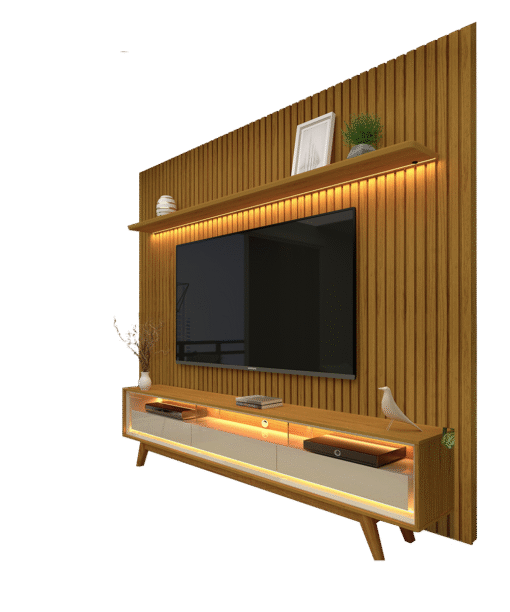 Painel até 85" Nobre 230 Naturale + Rack Requinte 212 Naturale/Off White - GELIUS - Imagem 4