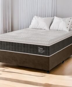 Colchão Casal Terapêutico Massageador Titan D28 + Base Box Simples Corino Marrom – VIERO MÓVEIS + BIOSTAR