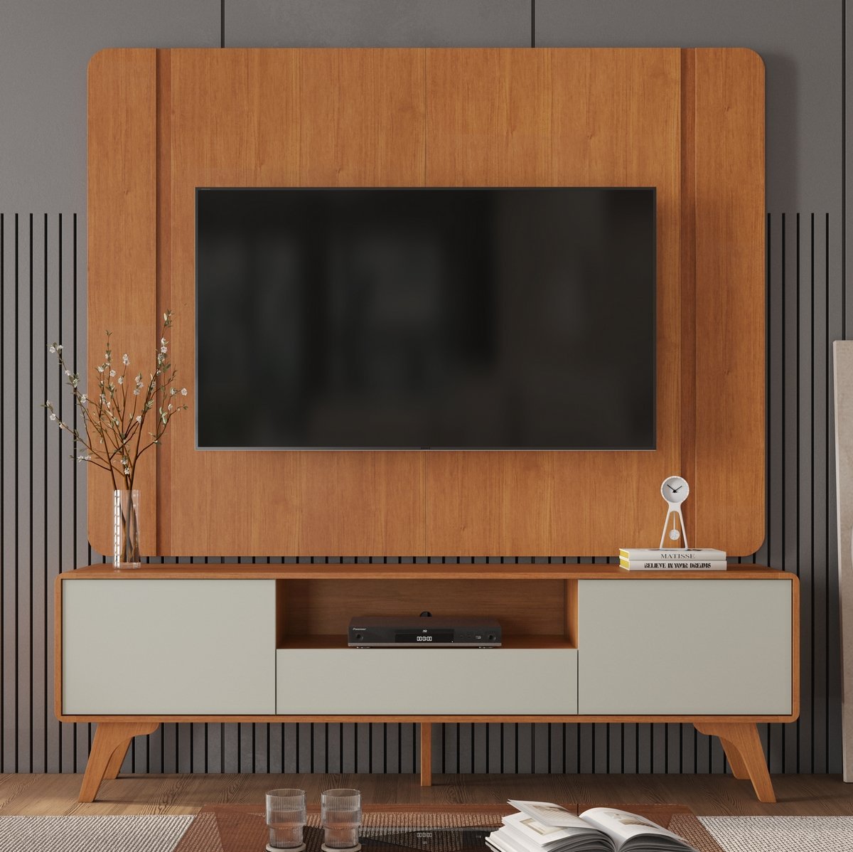 Painel + Rack até 58″ Sinus Naturale/Off White – MAVAULAR - Imagem 2