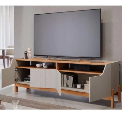 Bancada até 70″ Moema Off White/Cinamono – PERMÓBILI - Imagem 2