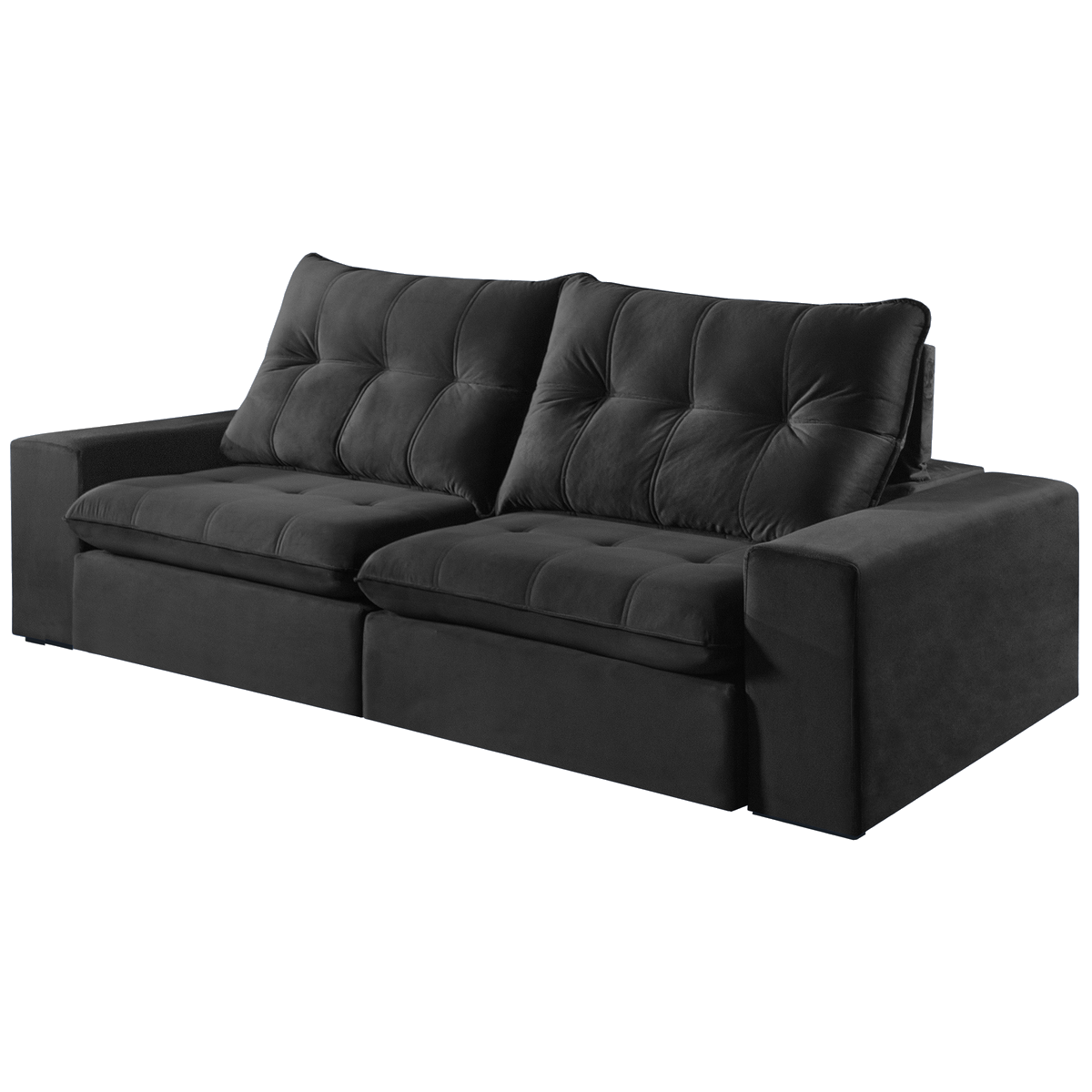 Sofá Retrátil e Reclinável Niterói 2,50 m Veludo Preto - SINGULAR ESTOFADOS - Imagem 4