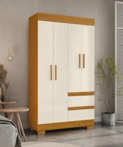 Guarda-Roupa 4 Portas Maya 0,998 m Cinamono/Off White - ACP MÓVEIS