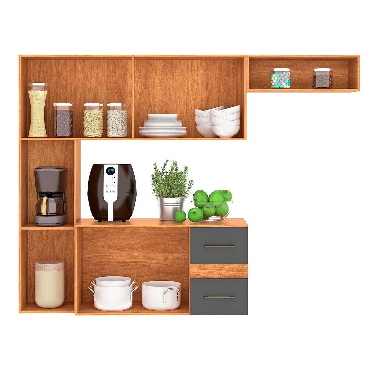 Cozinha Suspensa Mila CM16 1,80 m Cinamomo/Grafite - FELLICCI - Imagem 3