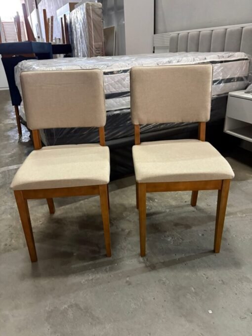 Mesa Salinas 120 Cinamomo/Off White com 4 Cadeiras Pérola Linho Bege– AVALON DECOR + DOBUÊ MOVELARIA - Imagem 2