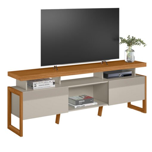 Rack até 70" Esmeralda Nature/Off White - LINEA BRASIL - Imagem 6