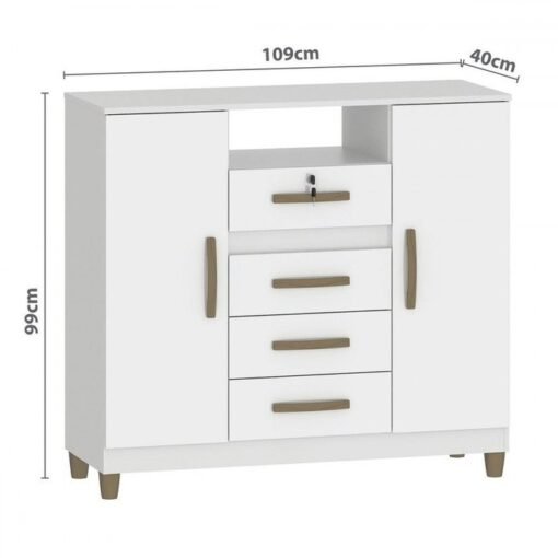 Cômoda 4 Gavetas 2 Sapateiras Angra CO260 Branco - FELLICCI - Imagem 3