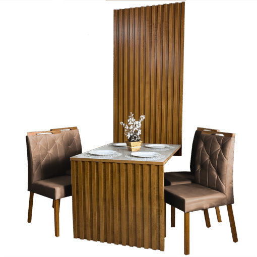 Mesa Cancun 120 Cinamomo/Off White com 4 Cadeiras Yasmim Veludo Marrom – CEL MÓVEIS + KM DECOR - Imagem 2