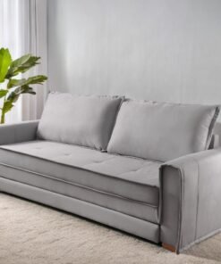 Sofá Cama Maldivas 2,23 m Linho Cinza - JC ESTOFADOS