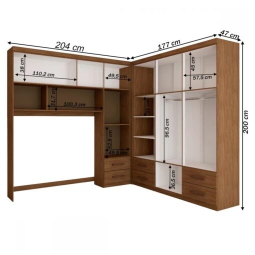 Modulado 4 Portas + Guarda-Roupa 6 Portas Hércules(Sem Espelho) Cinamono – CARIOCA MÓVEIS - Imagem 3