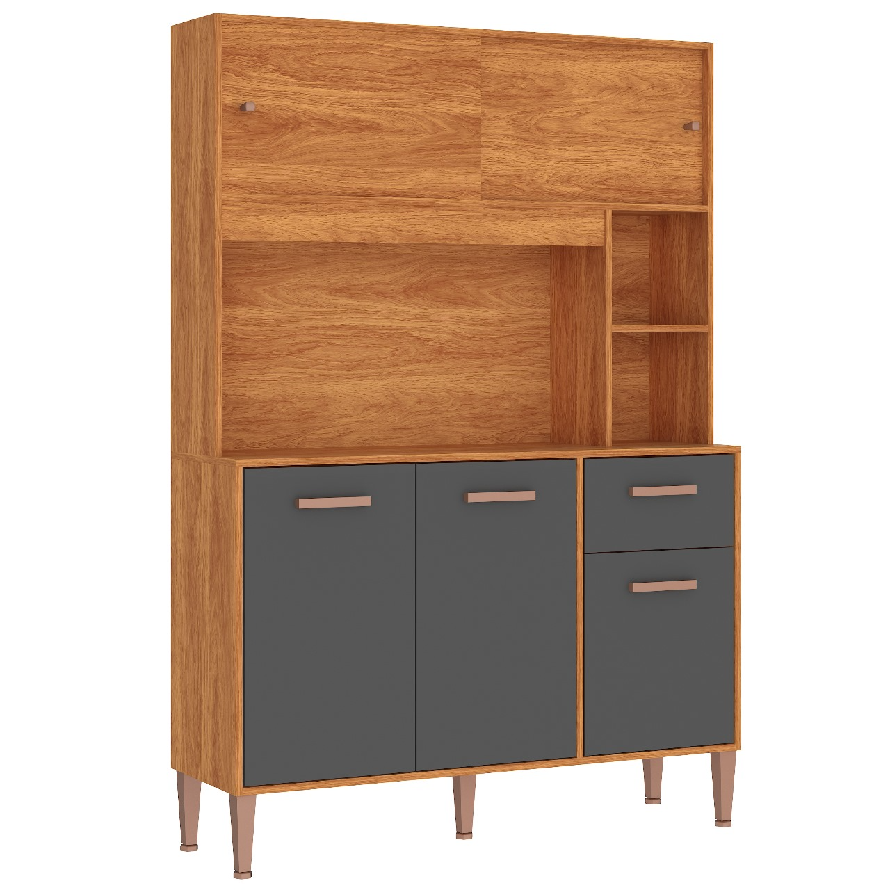 Kit Cozinha Pérola C212 1,20 m Cinamono/Grafite - FELLICCI - Imagem 4