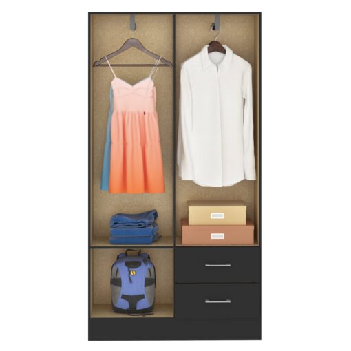 Guarda-Roupa 4 Portas Panamá 4002 + Cômoda 5 Gavetas Aruba Preto - FELLICCI - Imagem 3