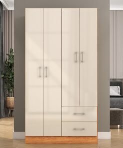 Guarda-Roupa 4 Portas Panamá 4002 0,90 m Cinamono/Off White – FELLICCI