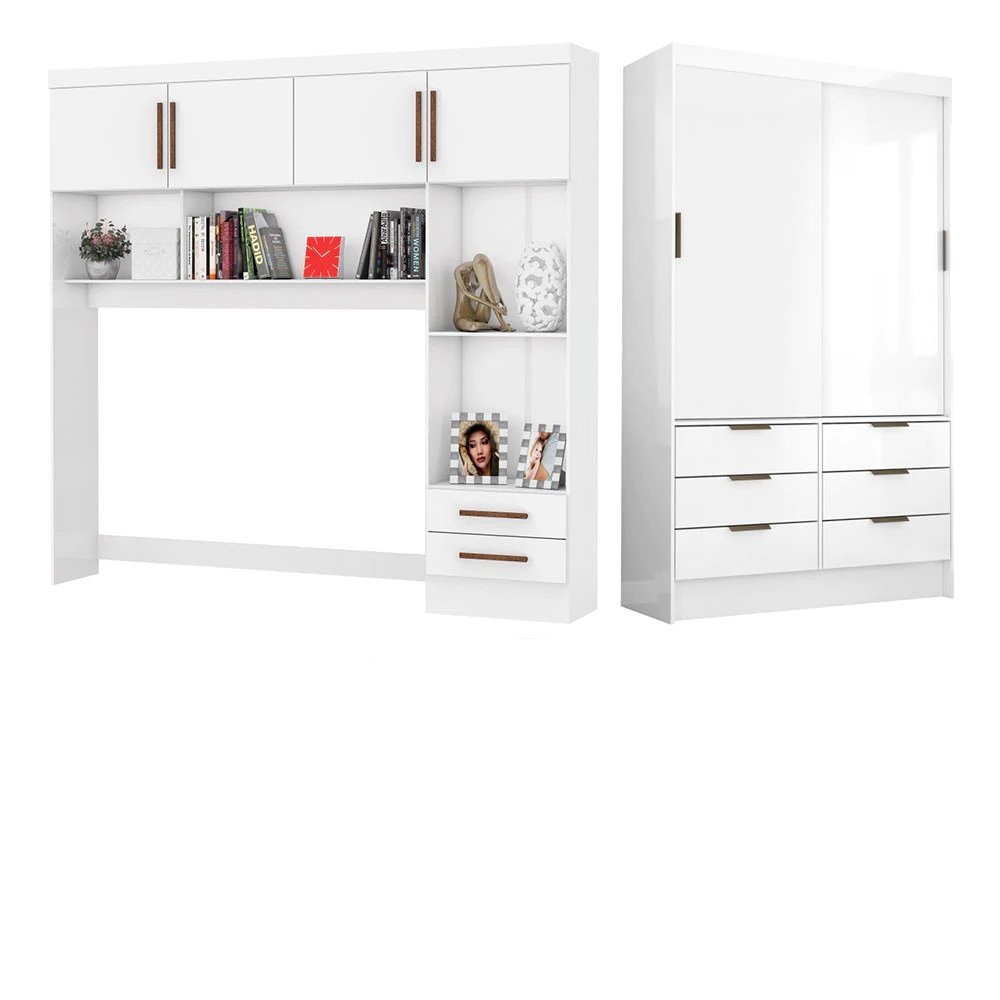Modulado 4 Portas + Guarda-Roupa 2 Portas Sevilha(Sem espelho) Branco – CARIOCA MÓVEIS - Imagem 6
