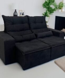 Sofá Retrátil e Reclinável Carol 1,90 Preto – QUINE ESTOFADOS