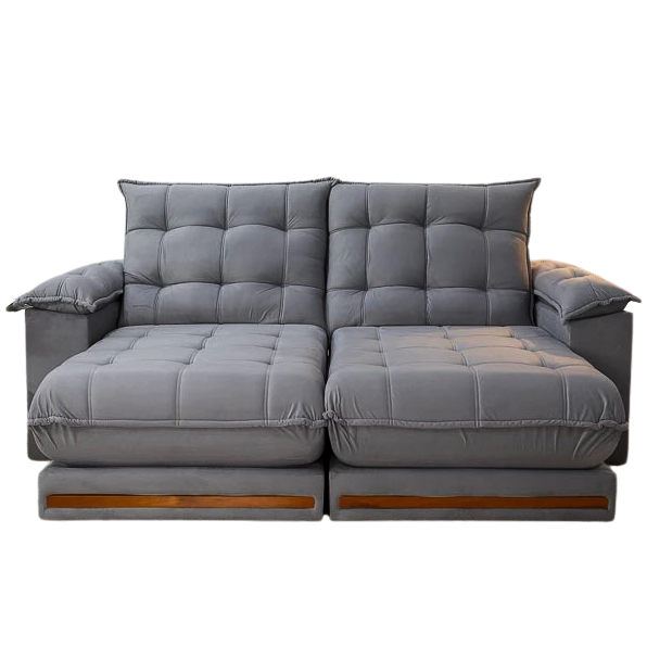 Sofá Retrátil e Reclinável Barcelona 2,50 m Veludo Cinza 321 – ESTOFADOS TEIXEIRA - Imagem 3