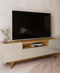Rack até 75" Orlando Tauari/Off White Brilho - LINEA BRASIL