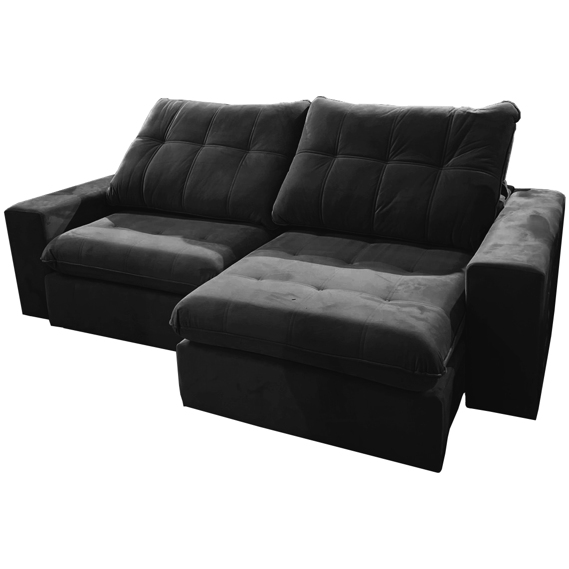 Sofá Retrátil e Reclinável Niterói 2,50 m Veludo Preto - SINGULAR ESTOFADOS - Imagem 5