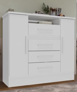 Cômoda 4 Gavetas e 2 Sapateiras Laguna 11CO2430 Branco - RODIAL MÓVEIS