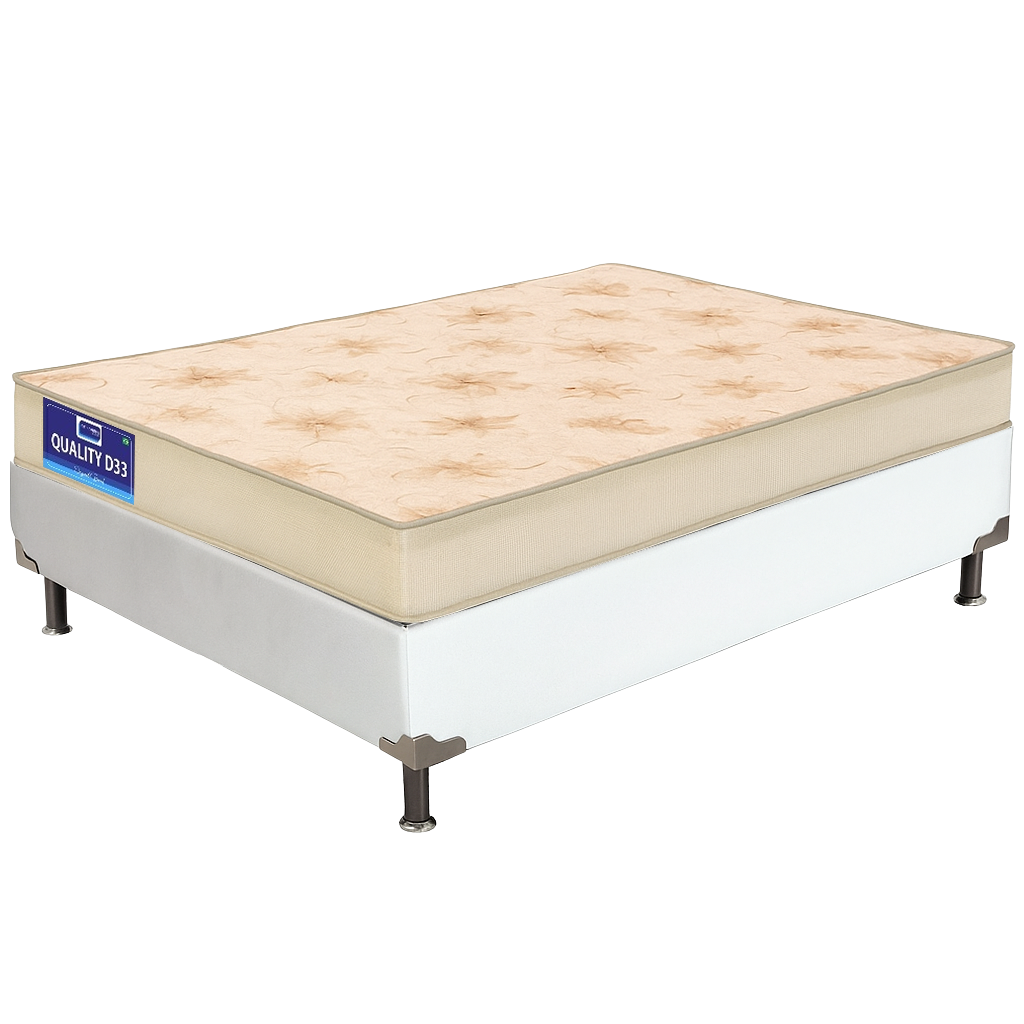 Colchão Solteiro Quality D33 12 cm 0,88 m + Base Box Simples Corino Branco – ORTHOPRIME + ALTO NÍVEL CAMAS E COLCHÕES - Imagem 2