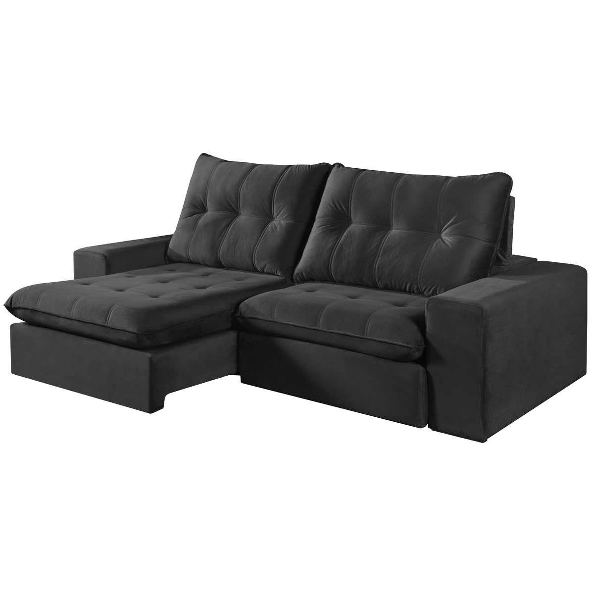 Sofá Retrátil e Reclinável Niterói 2,50 m Veludo Preto - SINGULAR ESTOFADOS - Imagem 3