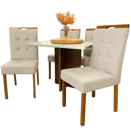 Mesa Salinas 120 Cinamomo/Off White com 4 Cadeiras Sophia Linho Bege 200 – AVALON DECOR + WM DECOR - Imagem 3