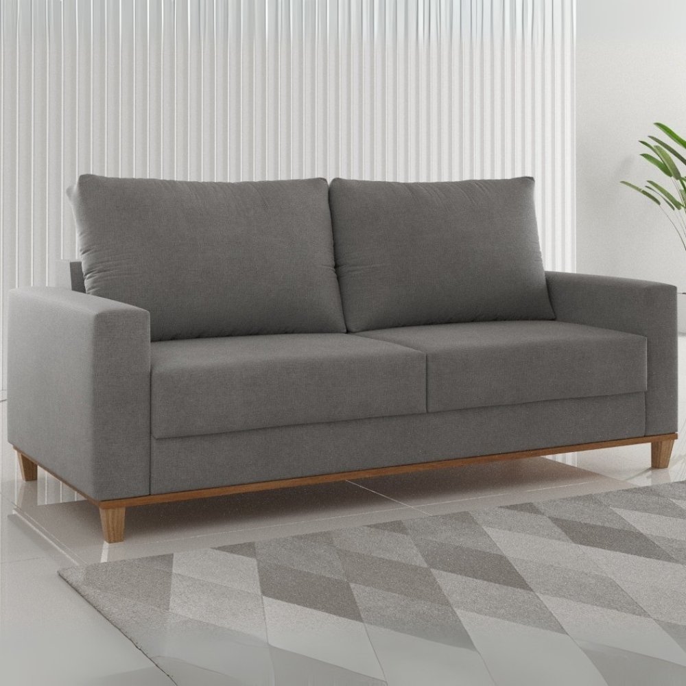 Sofá Living Palazo/Felícia 1,80 m Linho Inox - VIERO MÓVEIS